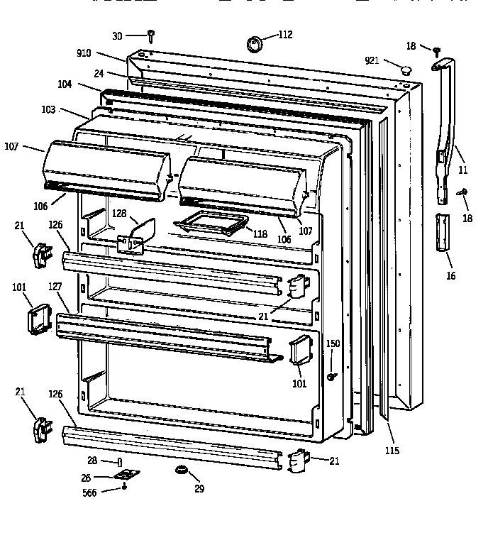Kenmore 36368962893 fresh food door diagram