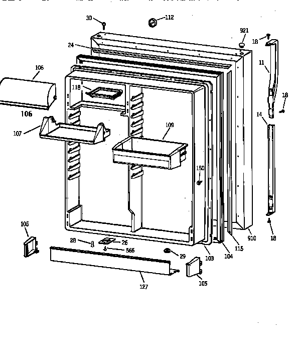 Kenmore 36368287891 fresh food door diagram
