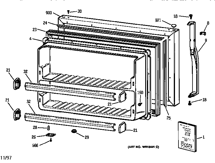 Kenmore 36368852892 freezer door diagram