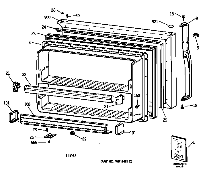 Kenmore 36378962894 freezer door diagram
