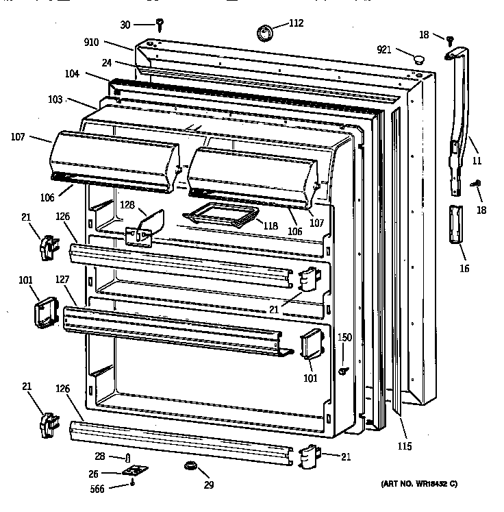 Kenmore 36378962894 fresh food door diagram
