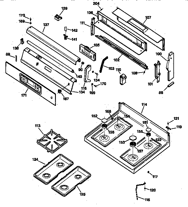 GE JGBP79BEW1BB cooktop diagram