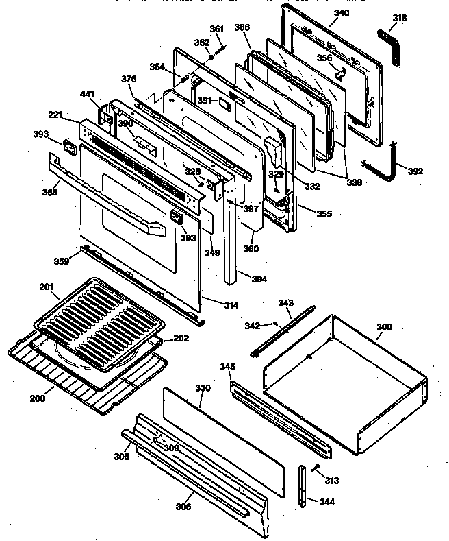 GE JGBP79BEW1BB door & drawer parts diagram
