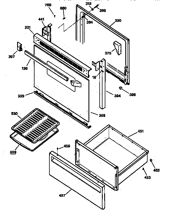 GE JBS03BY1 door & drawer parts diagram