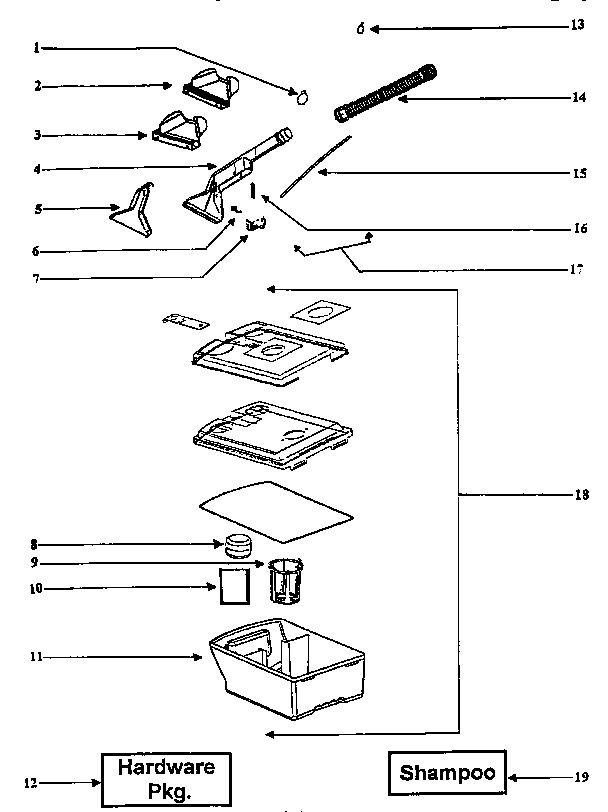 Eureka 2450BTN-2 recovery tank assembly diagram