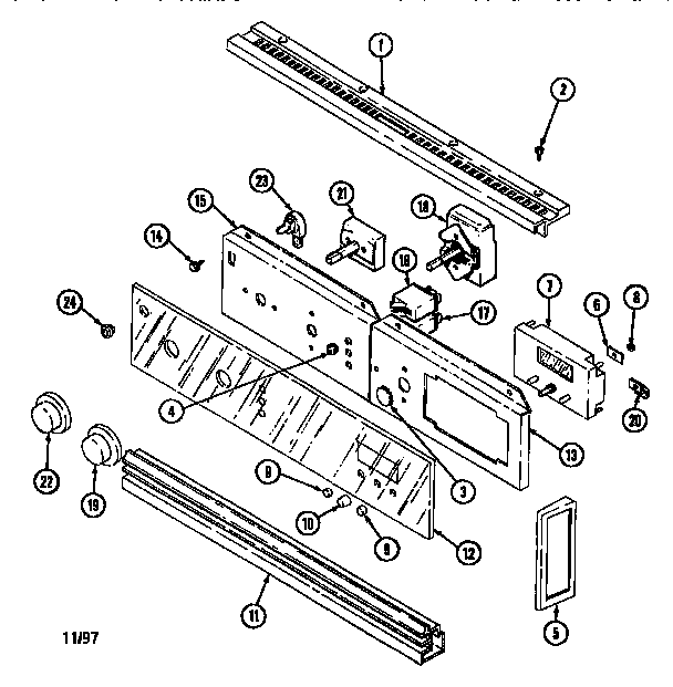 Jenn-Air WM2720B/M167B control panel-lower diagram