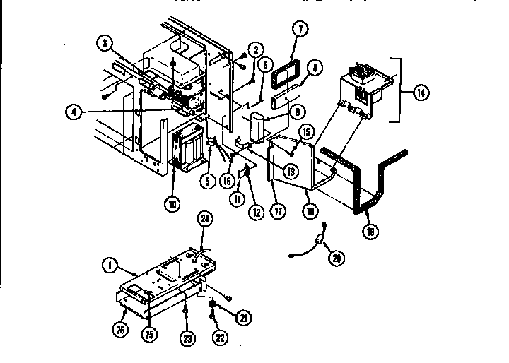 Jenn-Air WM2720B/M167B internal controls-upper diagram