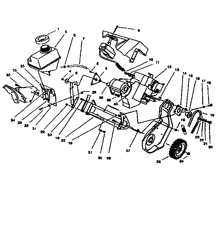 Lawn-Boy 320 (28222-7900001 & UP) engine and frame 28222 (electric) diagram