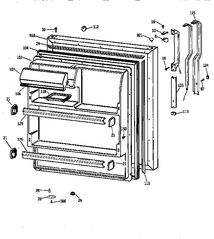 GE TBX18IAZKRWW fresh food door diagram