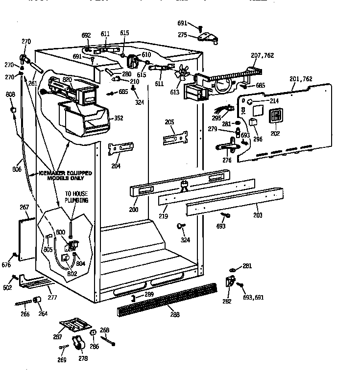GE TBX18IAZKRWW cabinet parts diagram