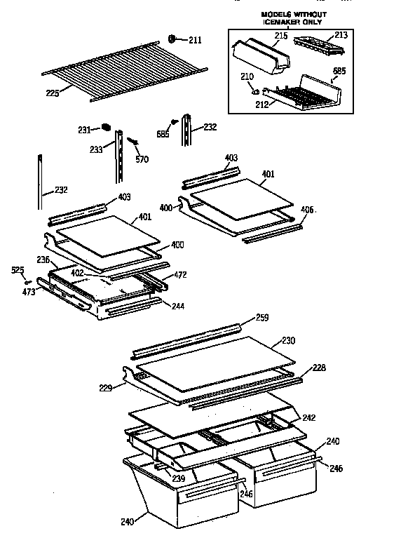 GE TBX18IAZLRWW shelf parts diagram