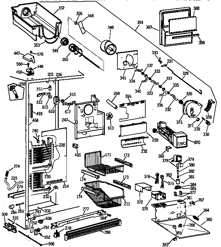 GE TPG21KRYFWH freezer section diagram