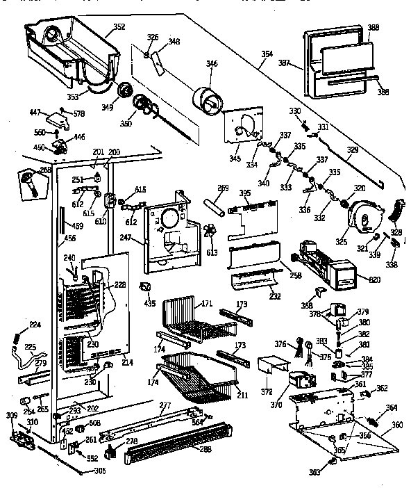 GE TPG21KRYFWS freezer section diagram
