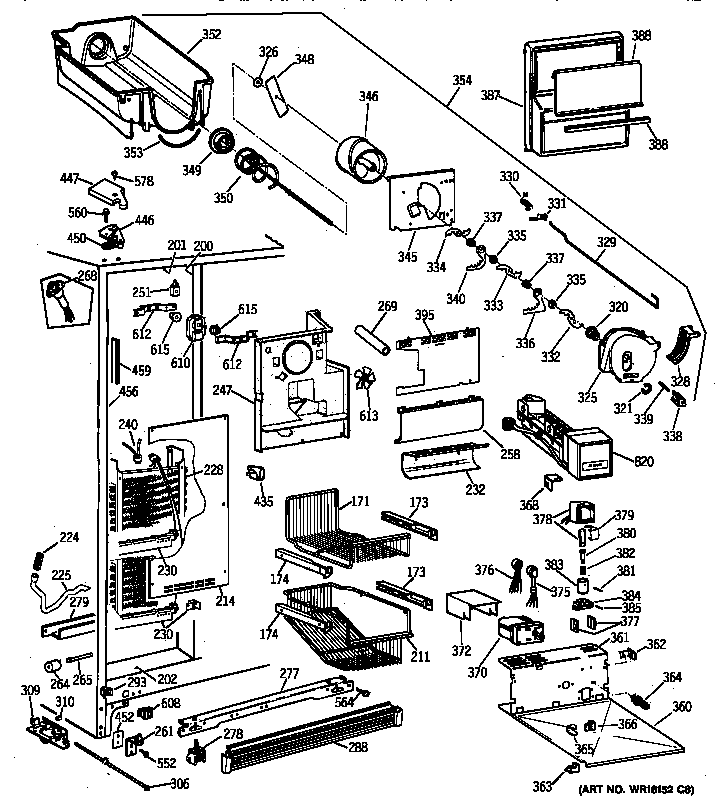 GE TPG21KRYFWW freezer section diagram
