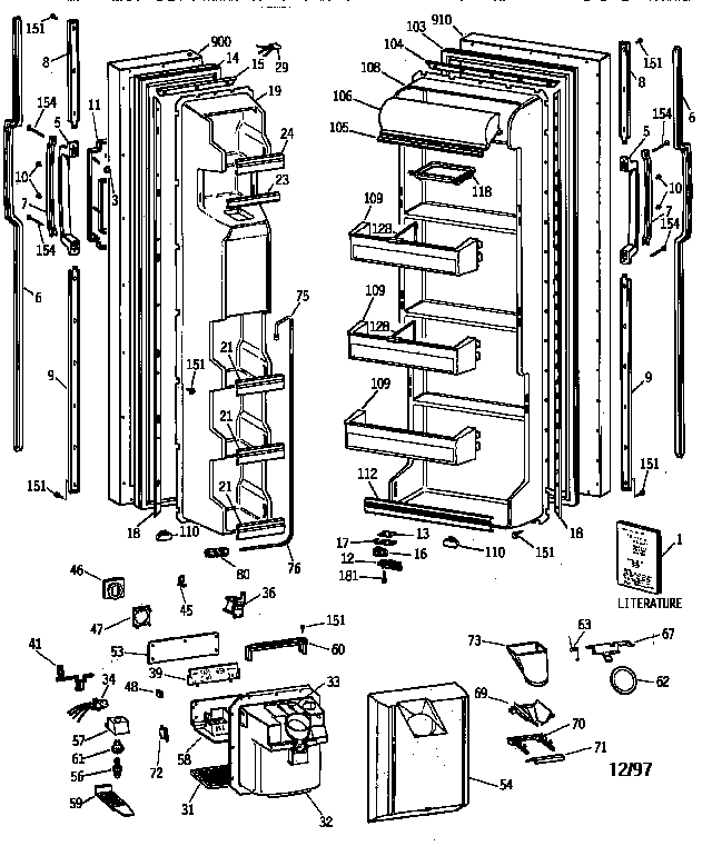 GE TFZ20JRYFWW doors diagram