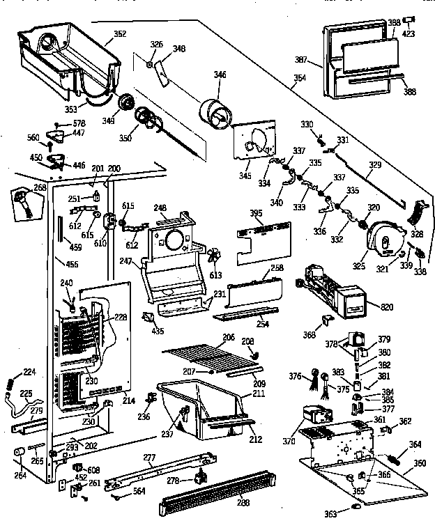 GE TFZ20JRYFWW freezer section diagram