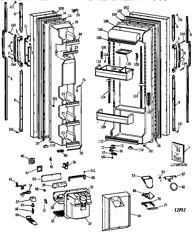 GE TFZ22JRYFWW doors diagram