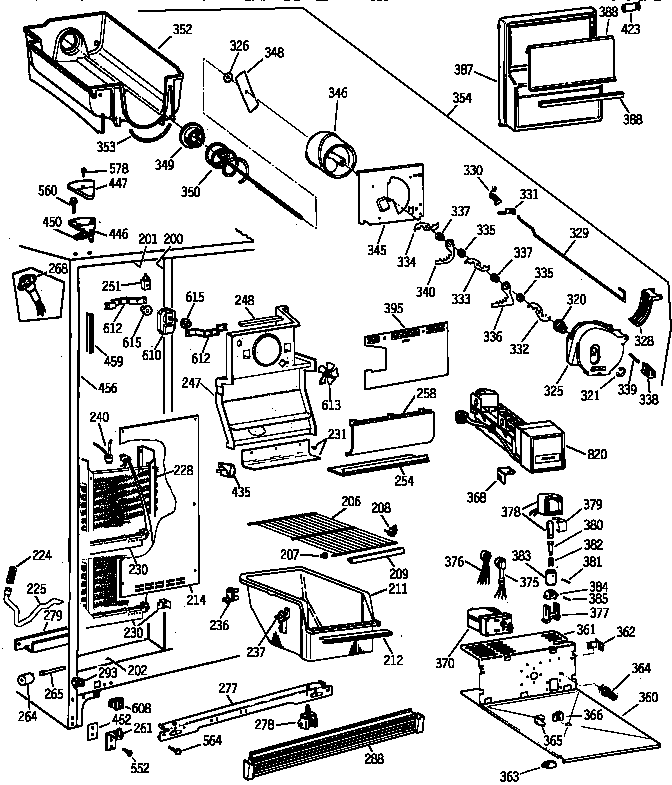 GE TFZ22JRYFWW freezer section diagram
