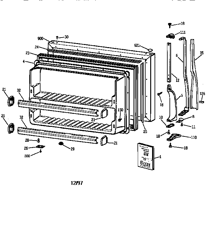 Hotpoint CTX18GIZCRWW freezer door diagram