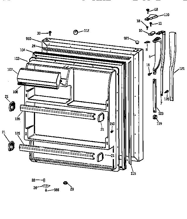 Hotpoint CTX18GIZCRWW fresh food door diagram