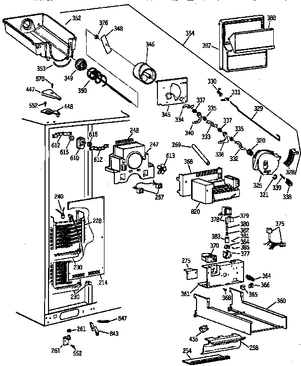 GE MSK28DHZAAA freezer section diagram