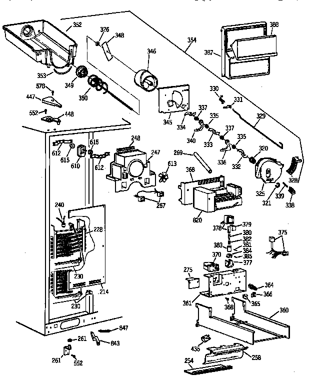 GE MSK28DHZAWW freezer section diagram