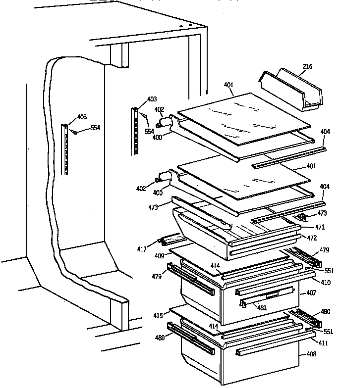GE MSK28DHZAWW fresh food section diagram