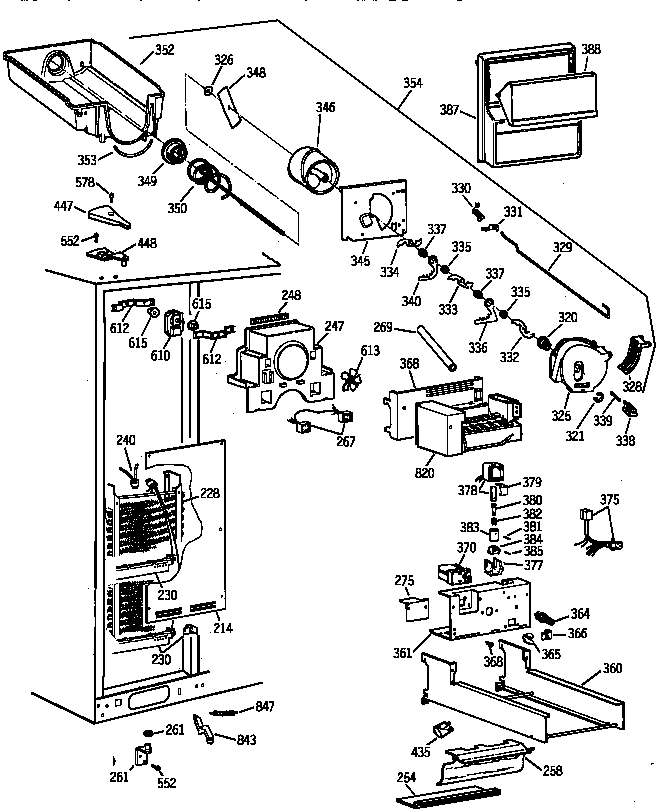GE MSK28DHZCWW freezer section diagram