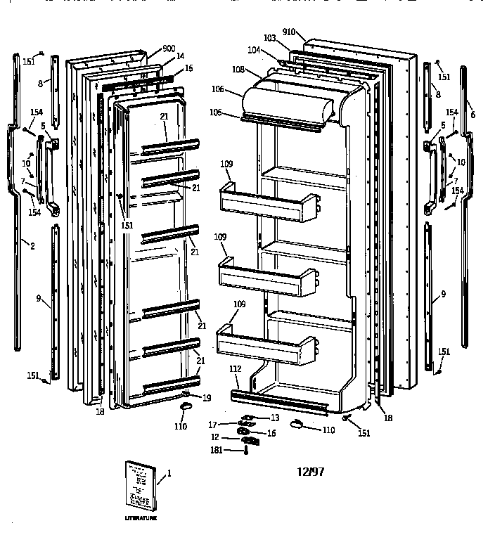 GE MSG22GAZBWW doors diagram