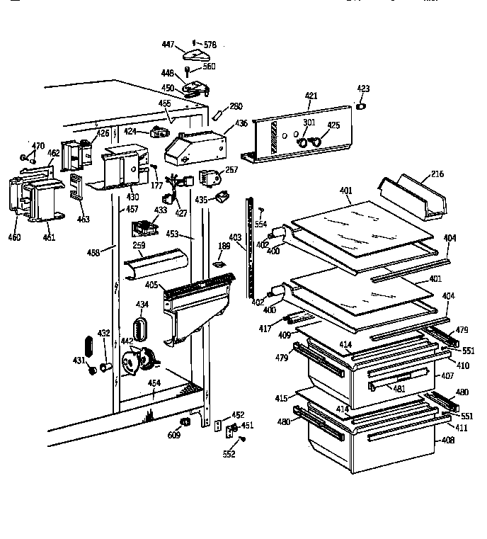 GE MSG22GAZBWW fresh food section diagram