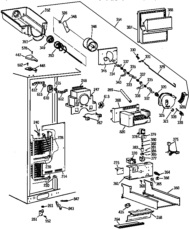 GE MSK28DRZAAA freezer section diagram