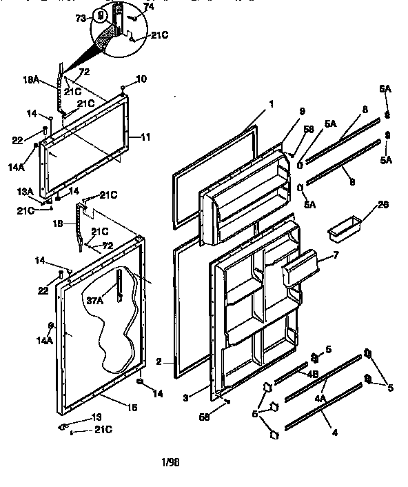 Kenmore 25368137890 doors diagram