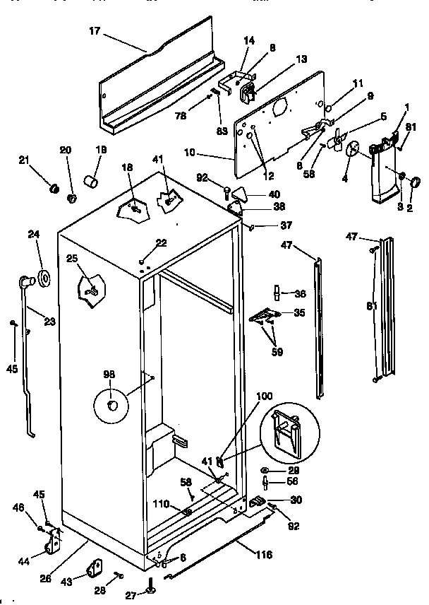 Kenmore 25368137890 cabinet parts diagram