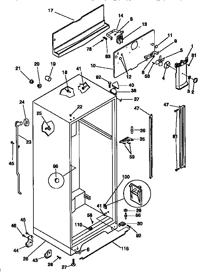 Kenmore 25368137890 cabinet parts diagram