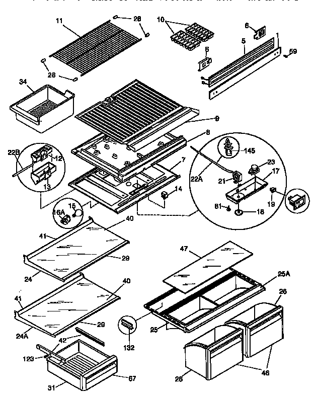 Kenmore 25368137890 shelves and accessories diagram