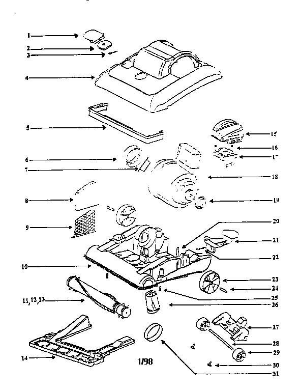 Eureka 7641ATS nozzle and motor assembly diagram