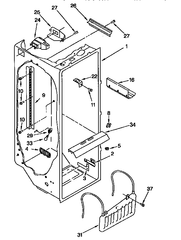 Whirlpool GD27DQXFN00 refrigerator liner diagram