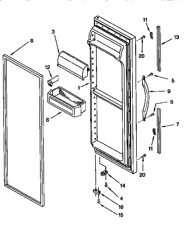 Whirlpool GD27DQXFN00 refrigerator door diagram