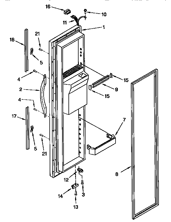 Whirlpool GD27DQXFN00 freezer door diagram