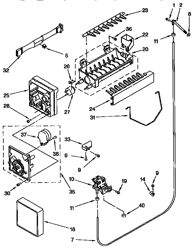 Whirlpool GD27DQXFN00 icemaker diagram