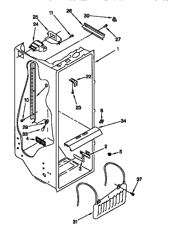 Whirlpool ED22GWXFN00 refrigerator liner diagram