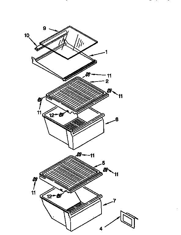 Whirlpool ED22GWXFN00 refrigerator shelf diagram