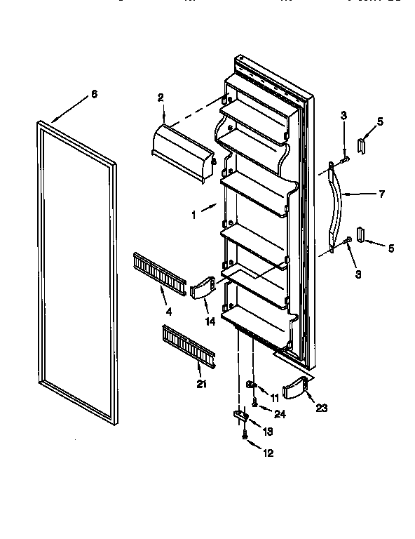Whirlpool ED22GWXFN00 refrigerator door diagram