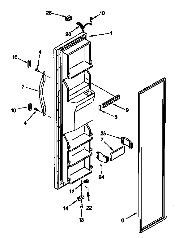 Whirlpool ED22GWXFN00 freezer door diagram