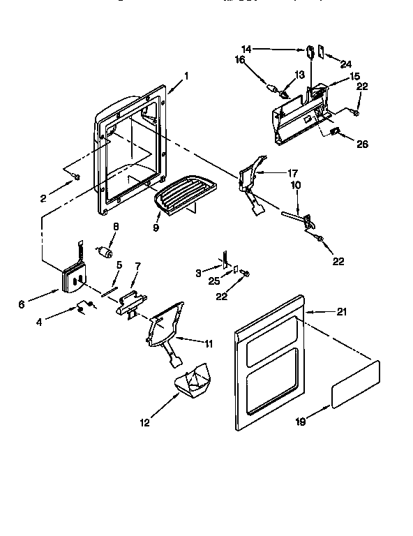 Whirlpool ED22GWXFN00 dispenser front diagram