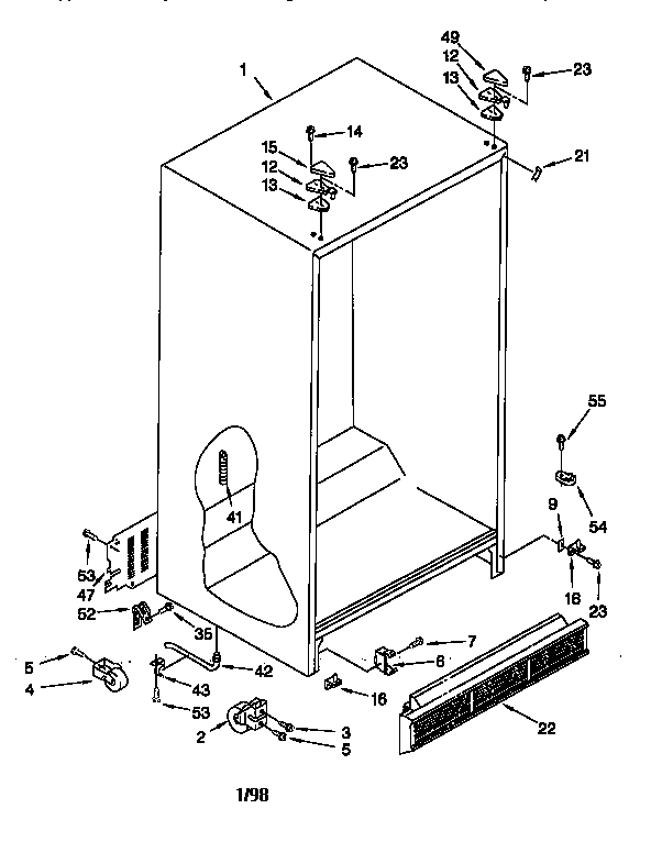 Whirlpool ED22PQXFW00 cabinet diagram