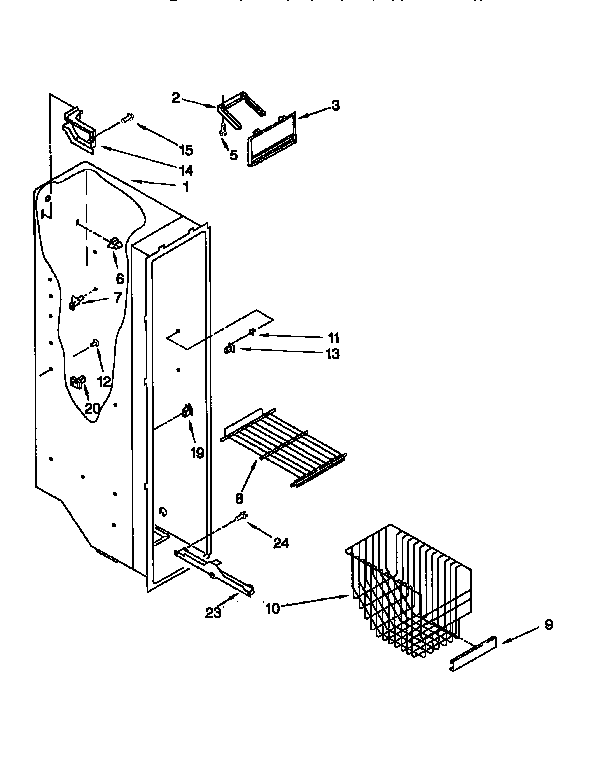 Whirlpool ED22PQXFW00 freezer liner diagram