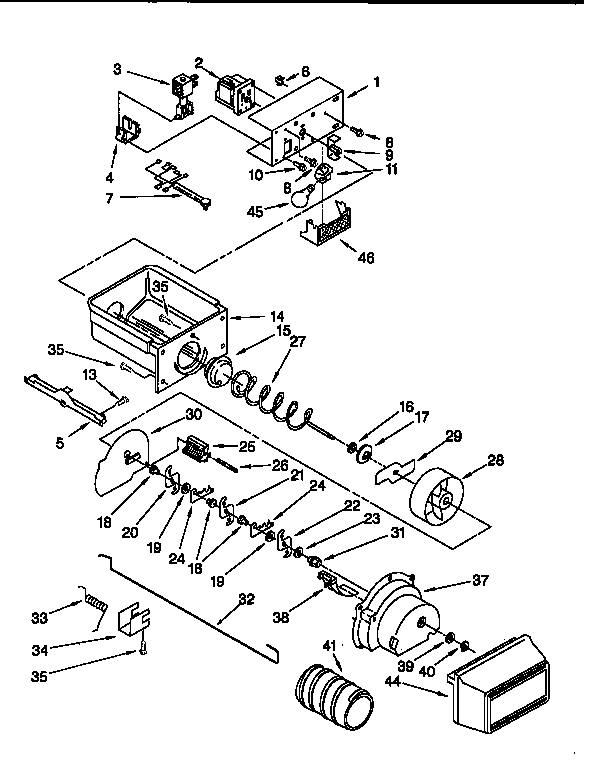 Whirlpool ED22PQXFW00 motor/ice container diagram