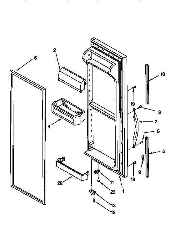 Whirlpool ED22PQXFW00 refrigerator door diagram