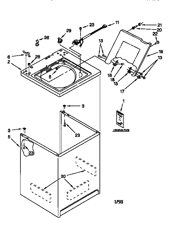 Kenmore 11028803890 top and cabinet diagram